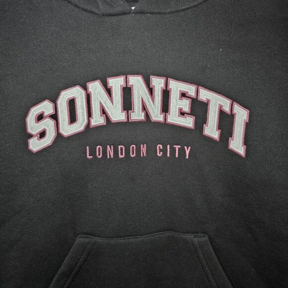 Sonneti London Varsity Pullover Hoodie Youth Girls Size Small 8-10 NWT Black - Picture 3 of 6